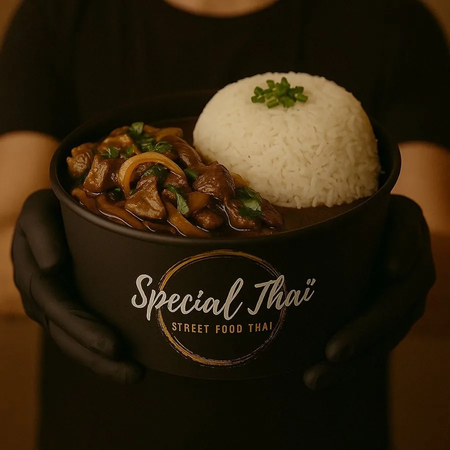 Bœuf aux oignons servi avec du riz — Special Thaï, La Verrière